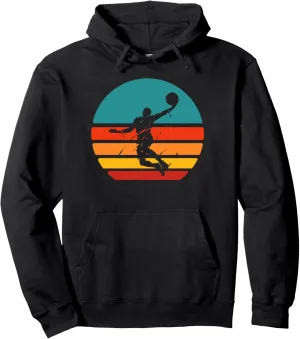 Vintage Retro Basketball Dunk Sunset Colorful Men Women Boys Pullover Hoodie