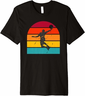 Vintage Retro Basketball Dunk Sunset Colorful Men Women Boys Premium T-Shirt