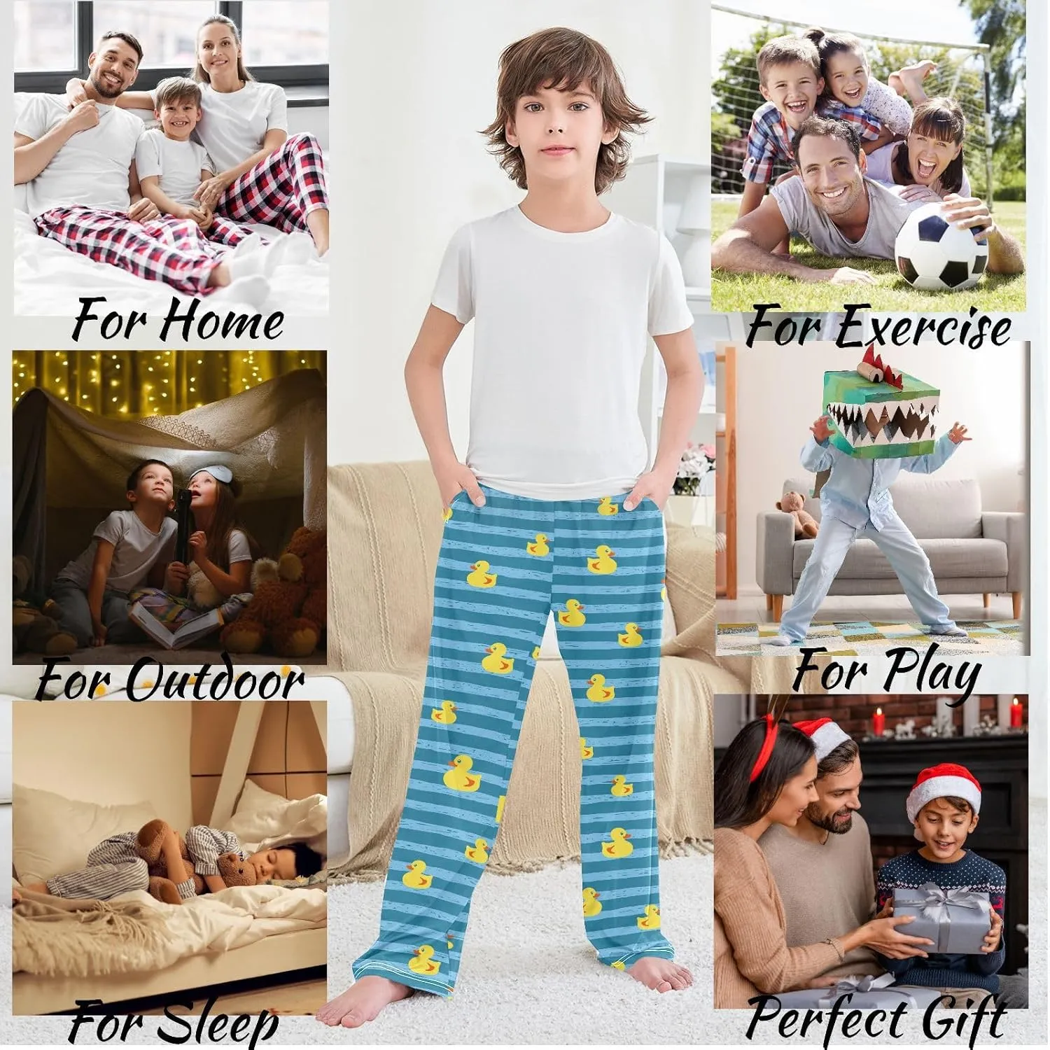 visesunny Joggers Pants for Boys Sweatpants Elastic Waist Animal Printed Long Bottoms Athletic Trousers with Pocket Size S-XL