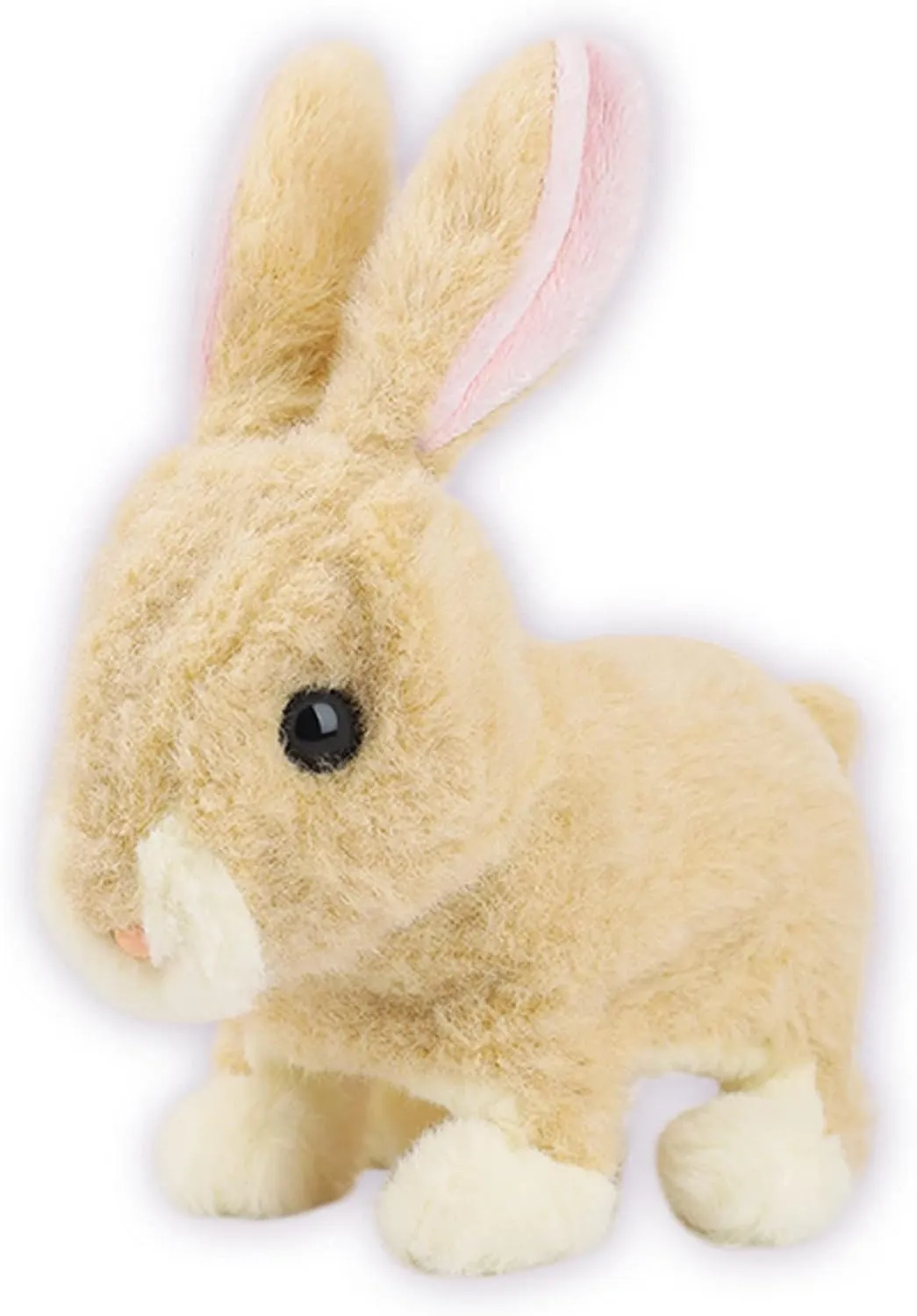 Vokodo Playful Bunny Hops Around Makes Sounds Wiggles Ears and Nose Cute Interactive Rabbit Kids Soft Cuddly Electronic Pet Battery Toy Animal Great Gift for Children Boy Girl Toddler Easter (Brown)