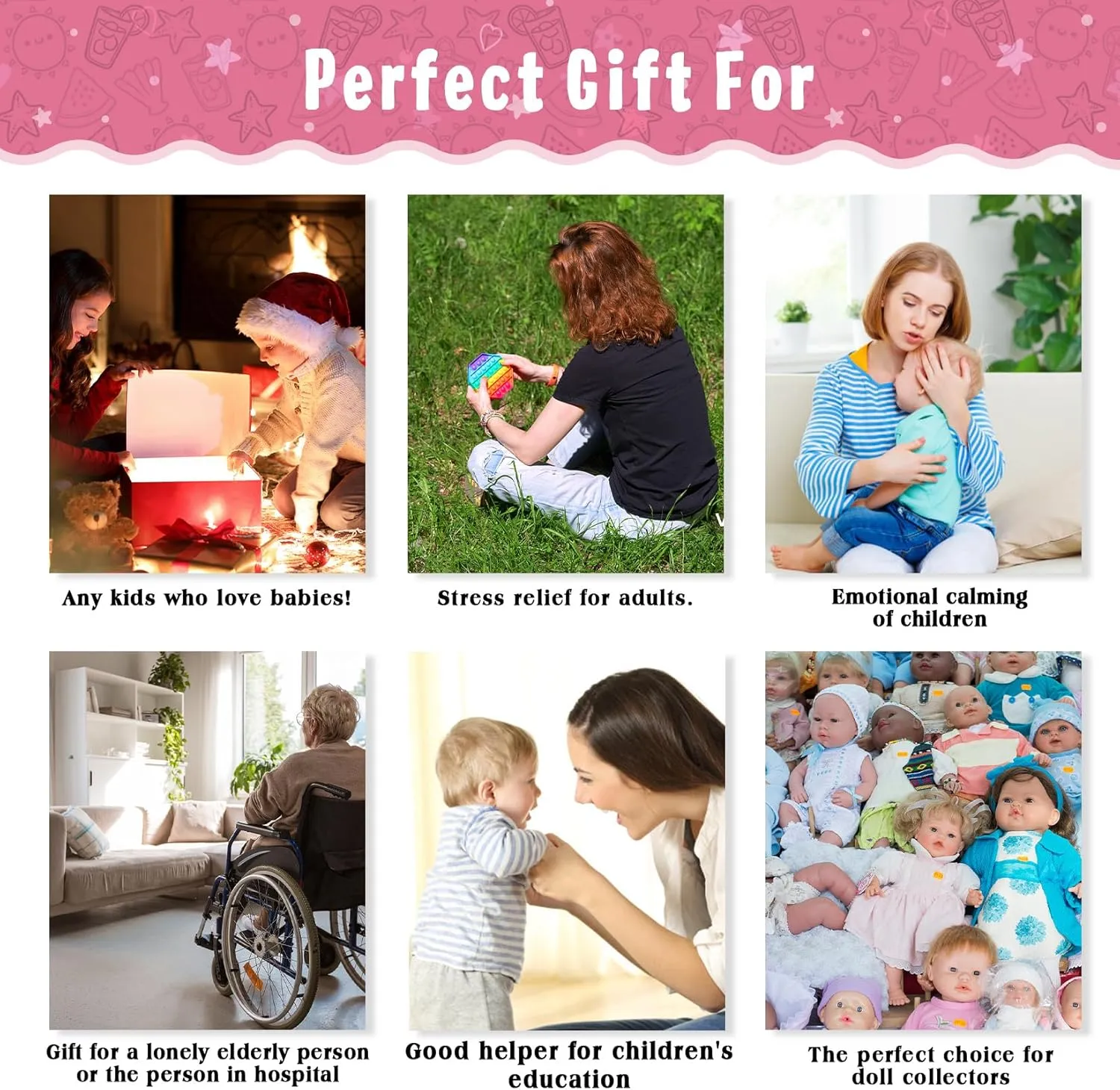 Vollence 14 inch Full Body Silicone Baby Dolls with Magnetic Mouth, Not Vinyl Dolls, Realistic Newborn Silicone Baby Dolls Gifts for Kids,Birthday Gifts Stress Relief for Adults - Girl