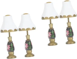 Wakauto 2sets Mini Floor Lamp Model Miniature Lights Set Micro Landscape Decor for Dollhouses 2pcs*2
