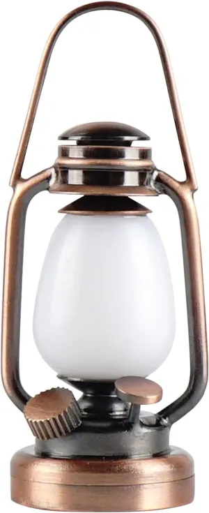 Waldosia 1:12 Scale Dollhouse Miniature LED Oil Lamp – Flickering Lantern Light for Vintage Mini Rooms, Dioramas, Booknook, or Fairy Houses