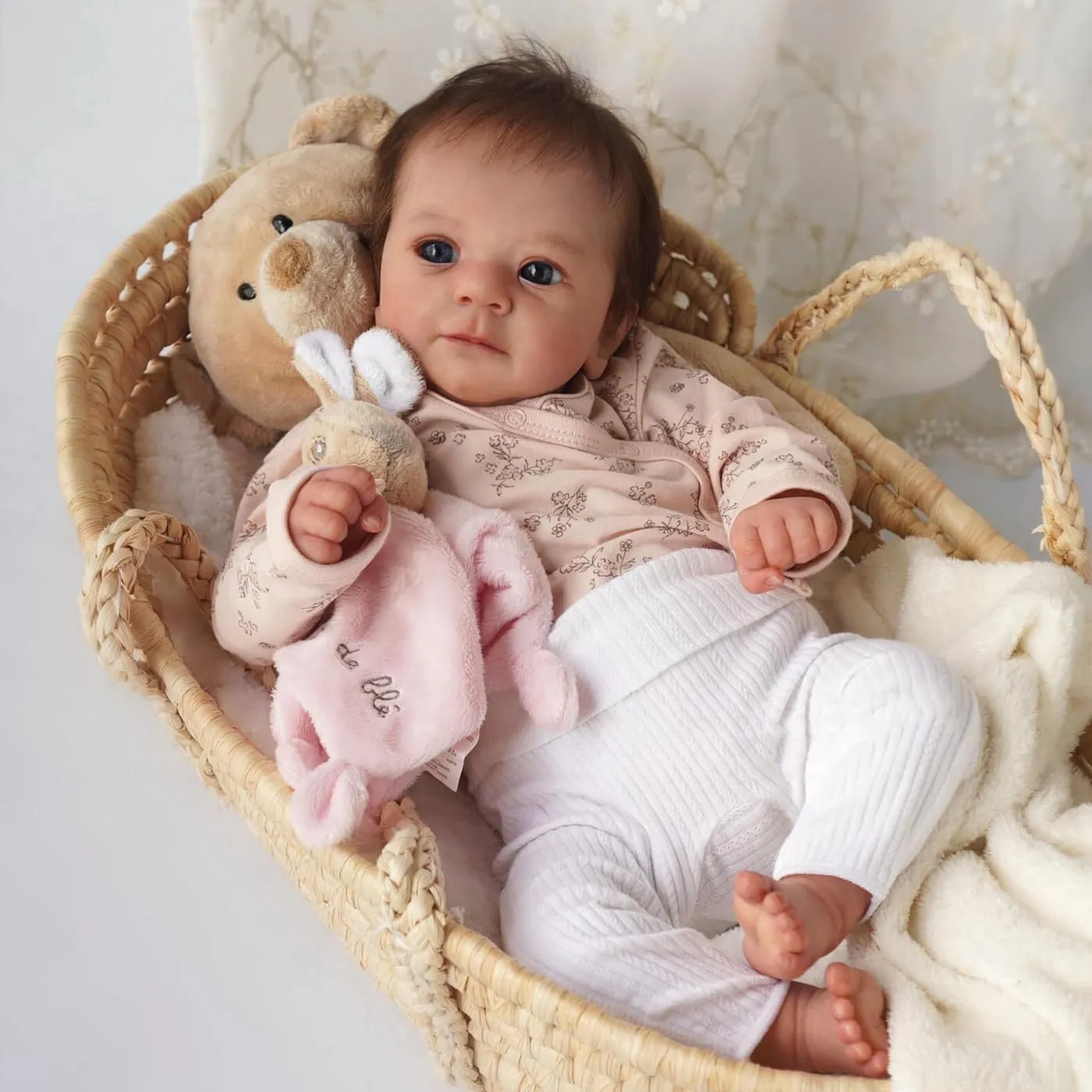 Wamdoll 19Inches Rooted Hair Real Life Cuddly Baby Lifelike Reborn Dolls in Weighted Cloth Body Realistic Newborn Girl Dolls That Look Real and Feel Real