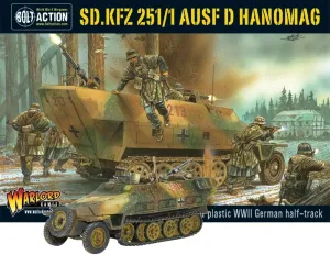 Warlord Games German Army Sd.Kfz 251/1 ausf D Hanomag halftrack - 1:56 / 28mm Plastic Scale Model Vehicle for Bolt Action Highly Detailed World War 2 Miniatures