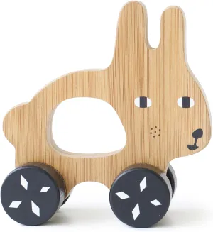 Wee Gallery Bunny Push Toy, Rolling Toy, Classic Motion Toys for Child Motor Skills, Balance, Roll Along Play, and Animal Nursery Decor (Baby, Toddler, Kids)