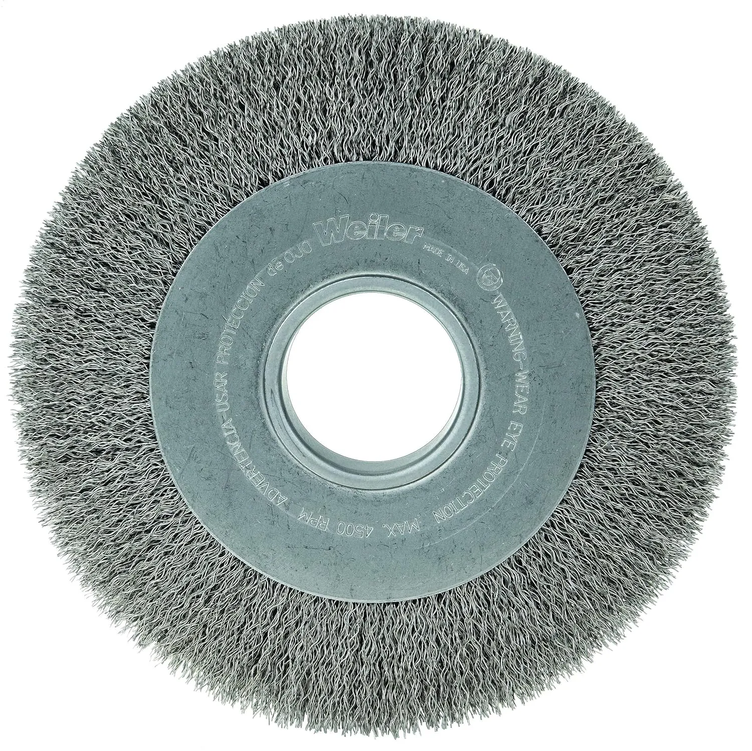 Weiler 06120 8" Medium Face Crimped Wire Wheel, .014" Steel Fill, 2" Arbor Hole, Made in the USA