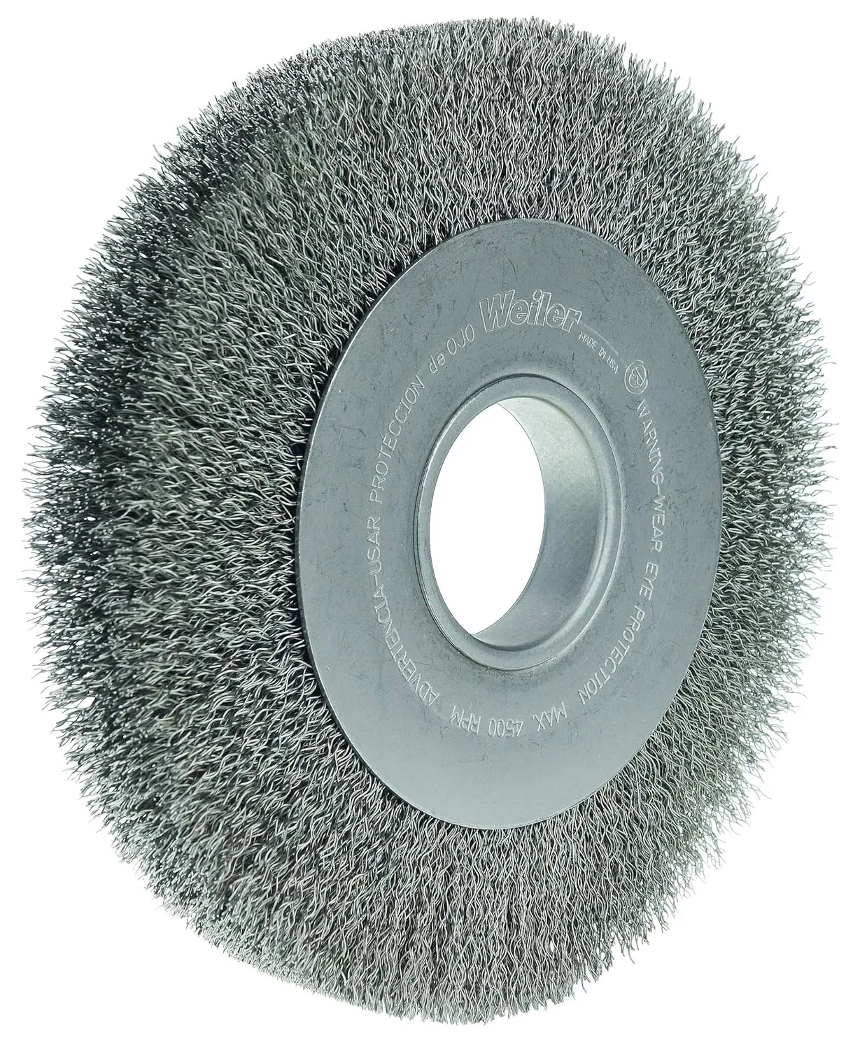 Weiler 06120 8" Medium Face Crimped Wire Wheel, .014" Steel Fill, 2" Arbor Hole, Made in the USA