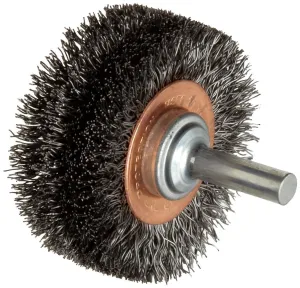 Weiler 17619 2" Wide Face Stem-Mounted Crimped Wire Wheel, .0118" Steel Fill, 1/4" Stem, Made in the USA
