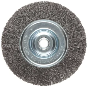 Weiler 36002 Vortec Pro 5/8"-1/2" Arbor, 6" Diameter, 0.008" Wire Size, Carbon Steel Bristles, Narrow Face, Crimped Wire Wheel Brush (Pack of 5)
