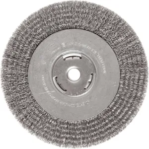 Weiler 36006 Vortec Pro 5/8" Arbor, 8" Diameter, 0.014" Wire Size, Carbon Steel Bristles, Wide Face, Crimped Wire Wheel Brush