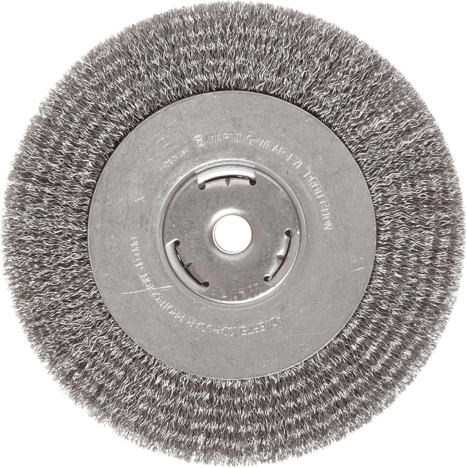 Weiler 36006 Vortec Pro 5/8" Arbor, 8" Diameter, 0.014" Wire Size, Carbon Steel Bristles, Wide Face, Crimped Wire Wheel Brush