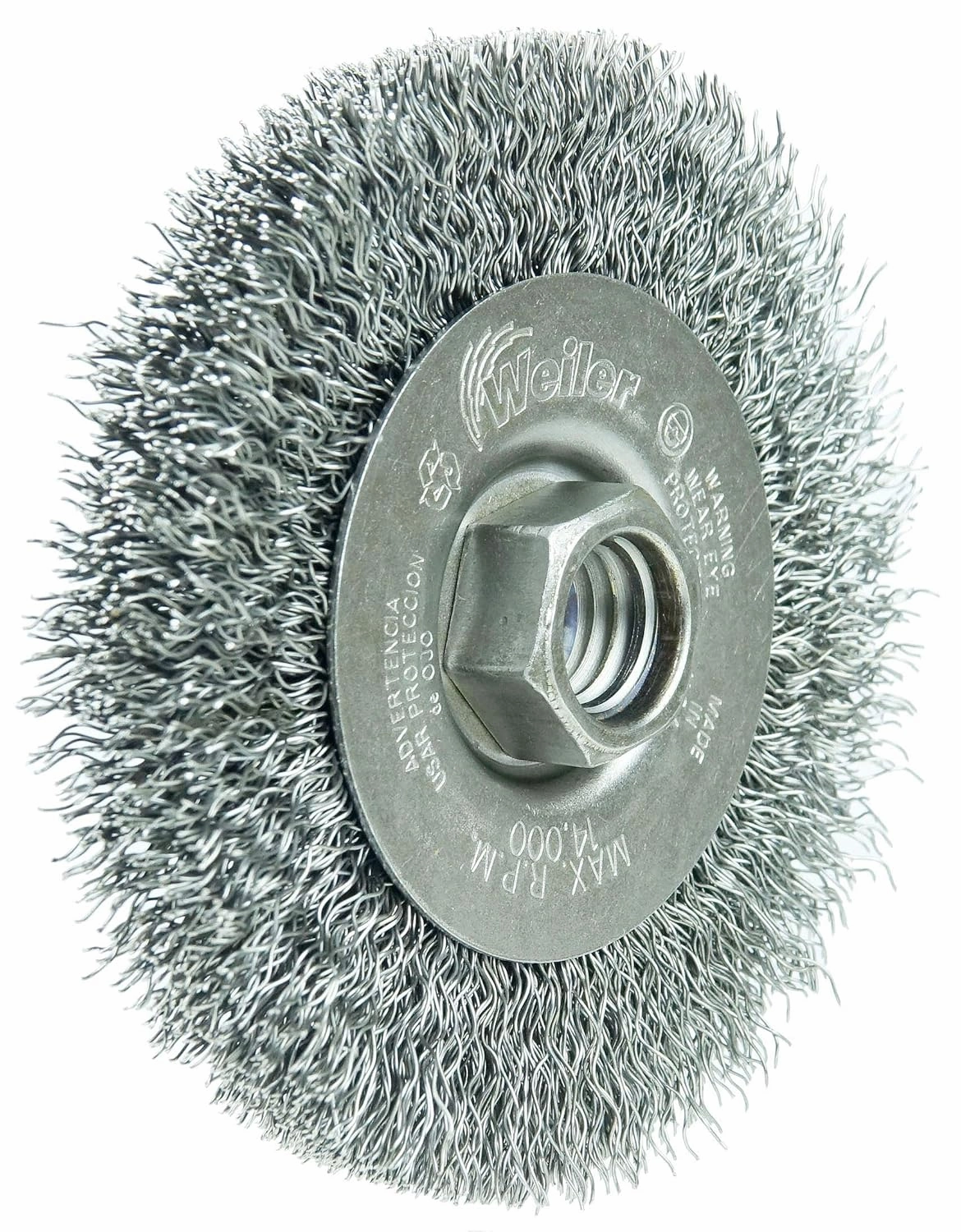 Weiler 13081 4" Narrow Face Crimped Wire Wheel, .014" Steel Fill, 5/8"-11 Unc Nut, Made in the USA