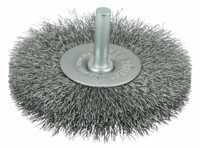Weiler 17978 3" Stem-Mounted Crimped Wire Radial Wheel.008" Stainless Steel Fill, 1/4" Stem, Made in the USA (Pack of 10)
