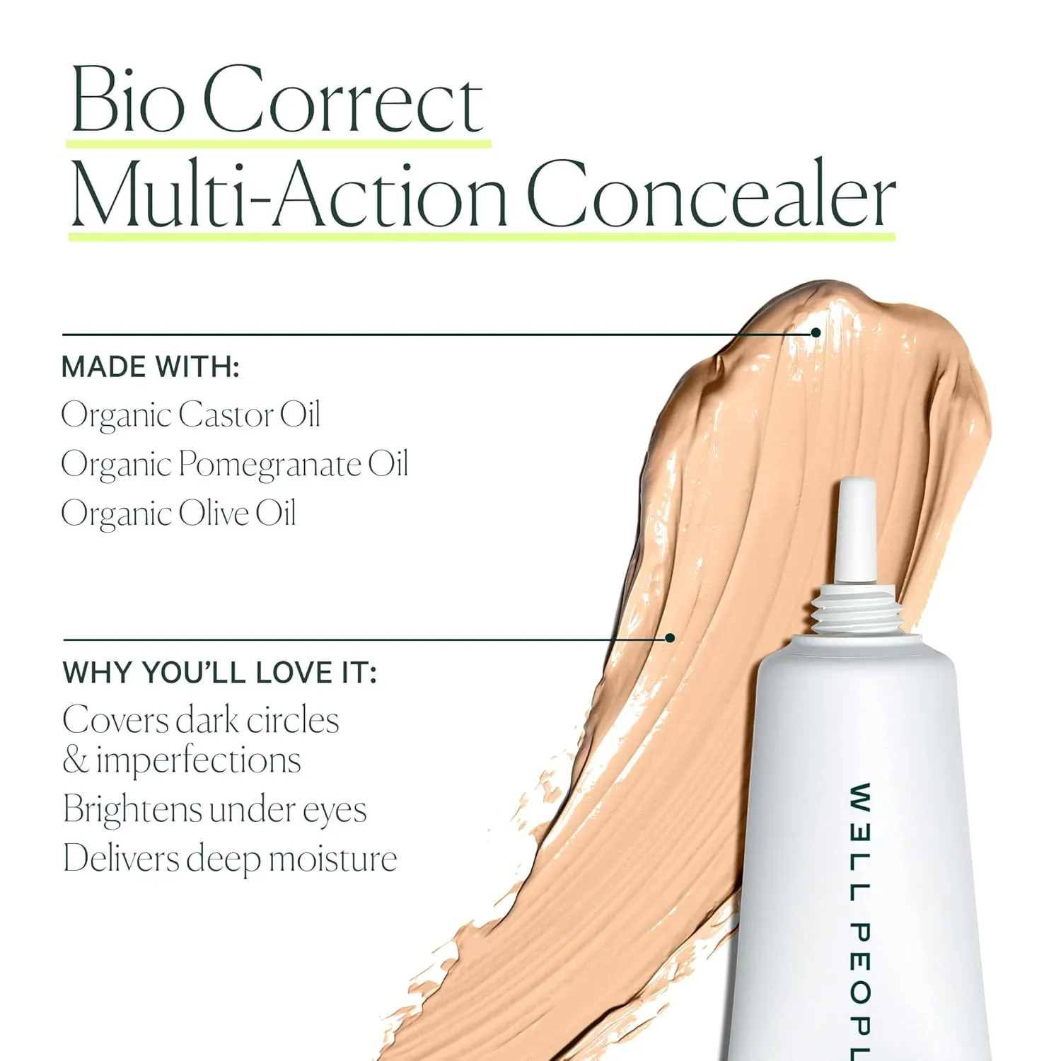 Well People Bio Correct Concealer, Full-coverage, Nourishing Liquid Concealer For Concealing & Correcting, Hydrating Formula, Vegan & Cruelty-free, 7C