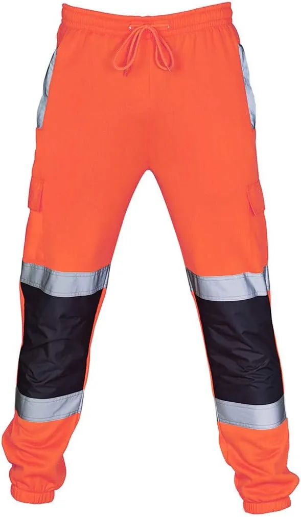 WENKOMG1 Construction Work Pants for Men,Hi Vis Reflective Neon Color Bottoms High Visibility Trousers for Men