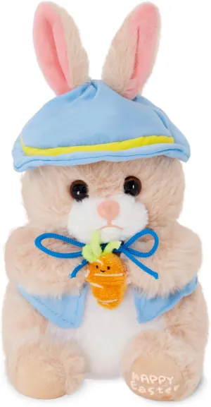 WEWILL 10" Easter Bunny Stuffed Animal, Soft Plush Rabbit Doll Holding Carrot, Adorable Plush Toy for Kids, Perfect Easter, Birthday & Spring Festival Gift