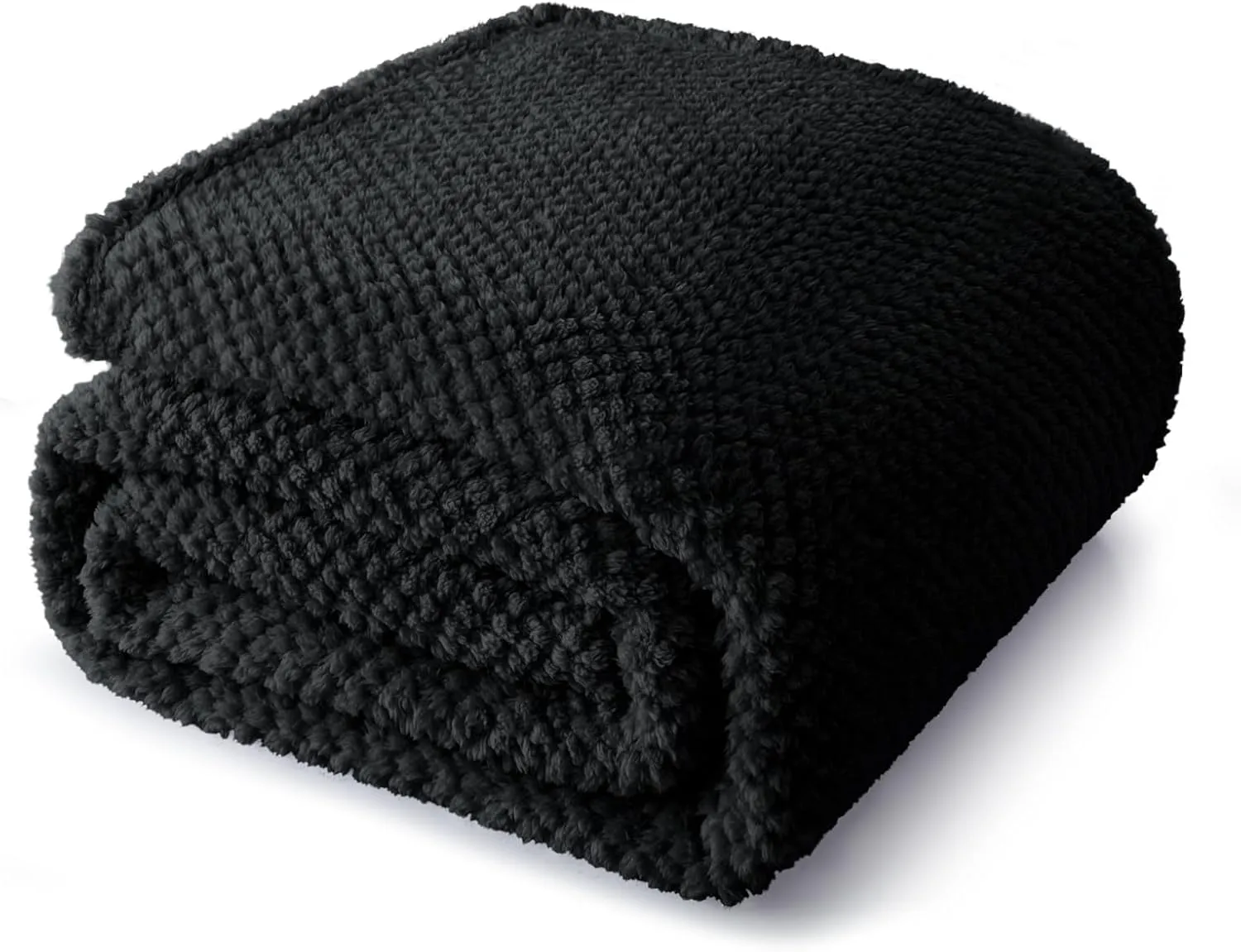 Whale Flotilla Queen Size Fuzzy Fleece Blanket for Bed, 90x90 Inch Fluffy Warm Soft Jacquard Blankets for All Season, Lightweight and Cozy, Black