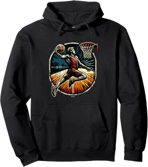 WHITE GUY SLAM DUNK RETRO COLORS VINTAGE BASKETBALL LOGO Pullover Hoodie