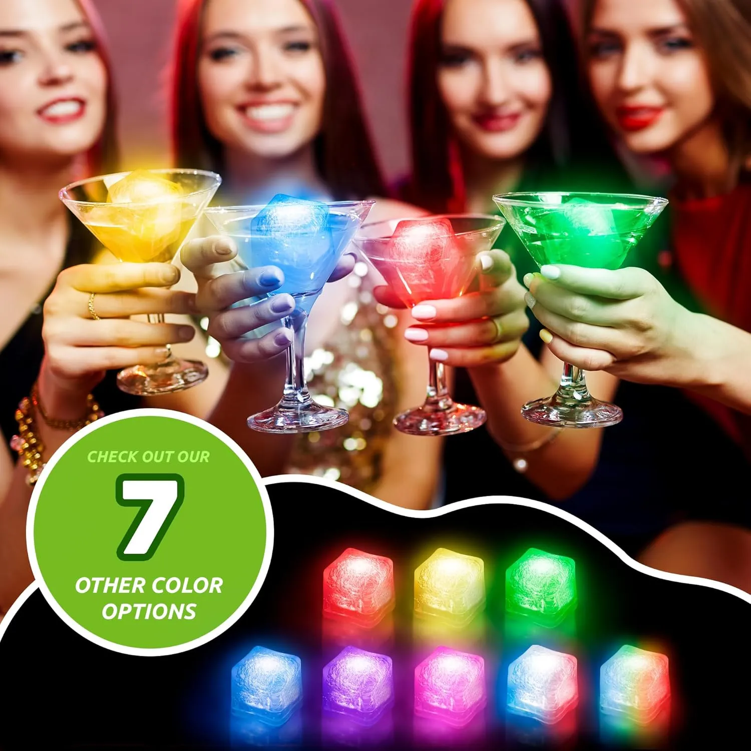 Windy City Novelties 12 pack LED Ice Cubes with Changing Lights (Green)