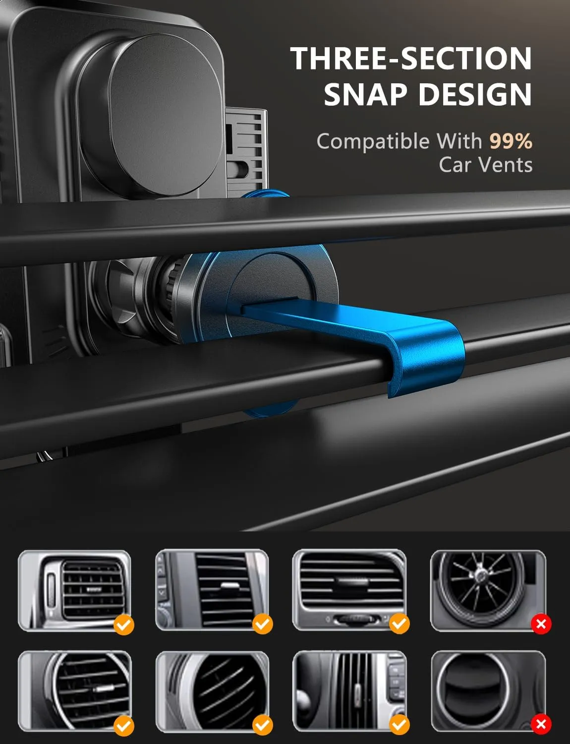 Wireless Car Charger, Phone Holders for Your Car, 15W Auto Clamping Phone Mount Car Accessories for iPhone 16 15 14 13 12 Mini Pro Max 11 XR XS, Samsung Galaxy S24 Ultra S23 S22  Note 20, etc