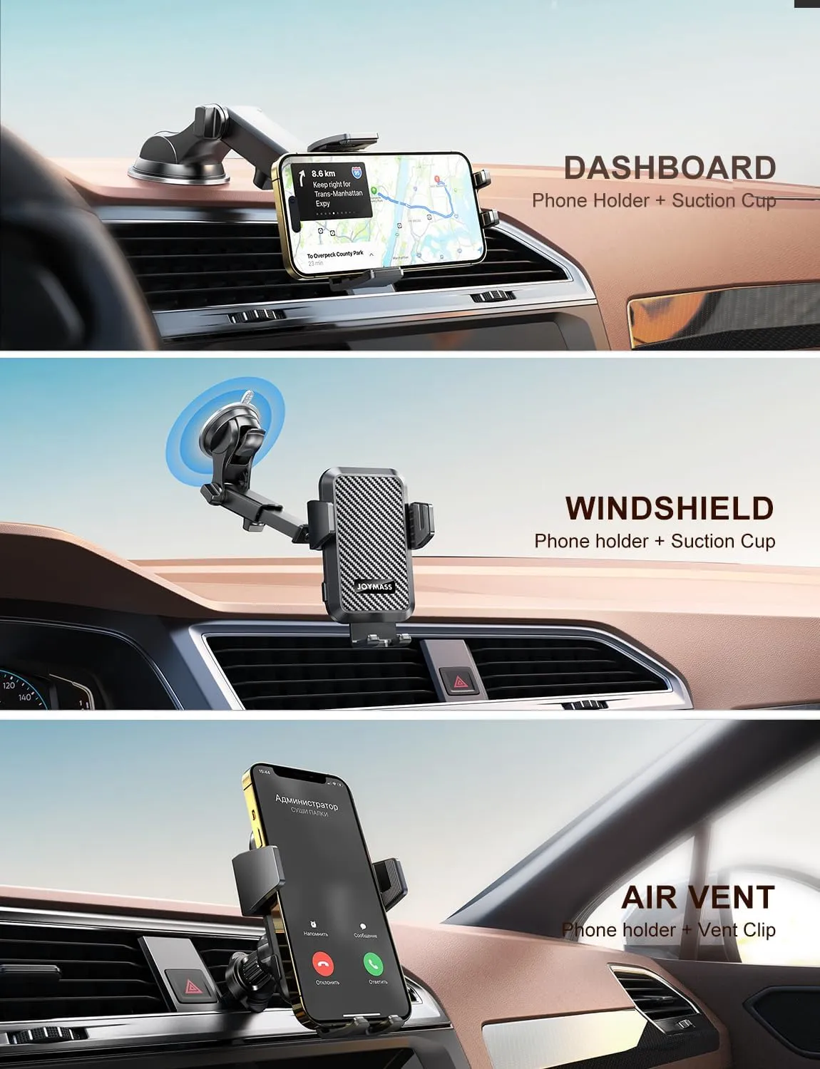 Wireless Car Charger, Phone Holders for Your Car, 15W Auto Clamping Phone Mount Car Accessories for iPhone 16 15 14 13 12 Mini Pro Max 11 XR XS, Samsung Galaxy S24 Ultra S23 S22  Note 20, etc