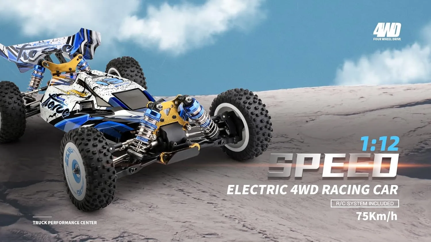 WLtoys XK 124017 V2 1/12 4WD 75km/h High-Speed Brushless Motor Off-Road Remote Control Drift Climbing RC Racing Car Adults,Kids Toys (124017 1 * 2200)
