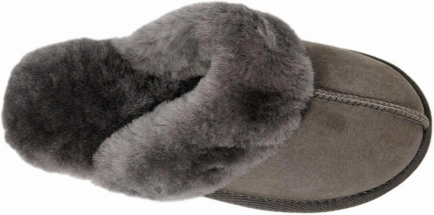 Women's Fuzzy Slippers Winter House Slippers Soft Fluffy Shoes with Natural Sheepskin Fur Indoor Outdoor