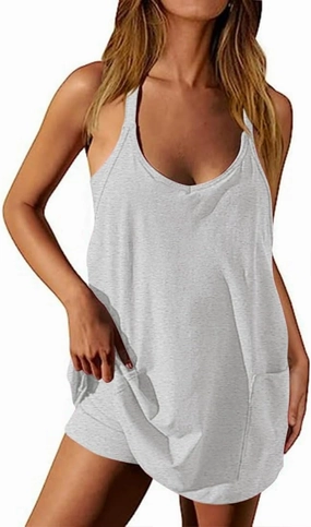 Women Sleeveless Mini Dress,Slip Dress Suspenders Shorts 3 Piece Set,Womens Tennis Dress Workout Mini Dress Romper