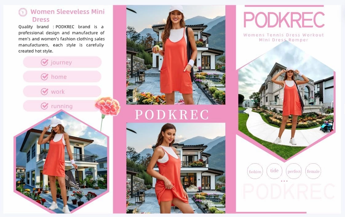 Women Sleeveless Mini Dress,Slip Dress Suspenders Shorts 3 Piece Set,Womens Tennis Dress Workout Mini Dress Romper