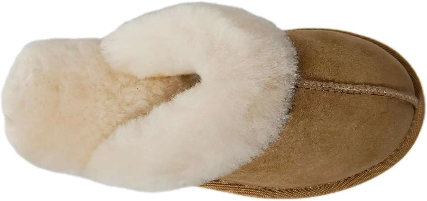 Women's Fuzzy Slippers Winter House Slippers Soft Fluffy Shoes with Natural Sheepskin Fur Indoor Outdoor