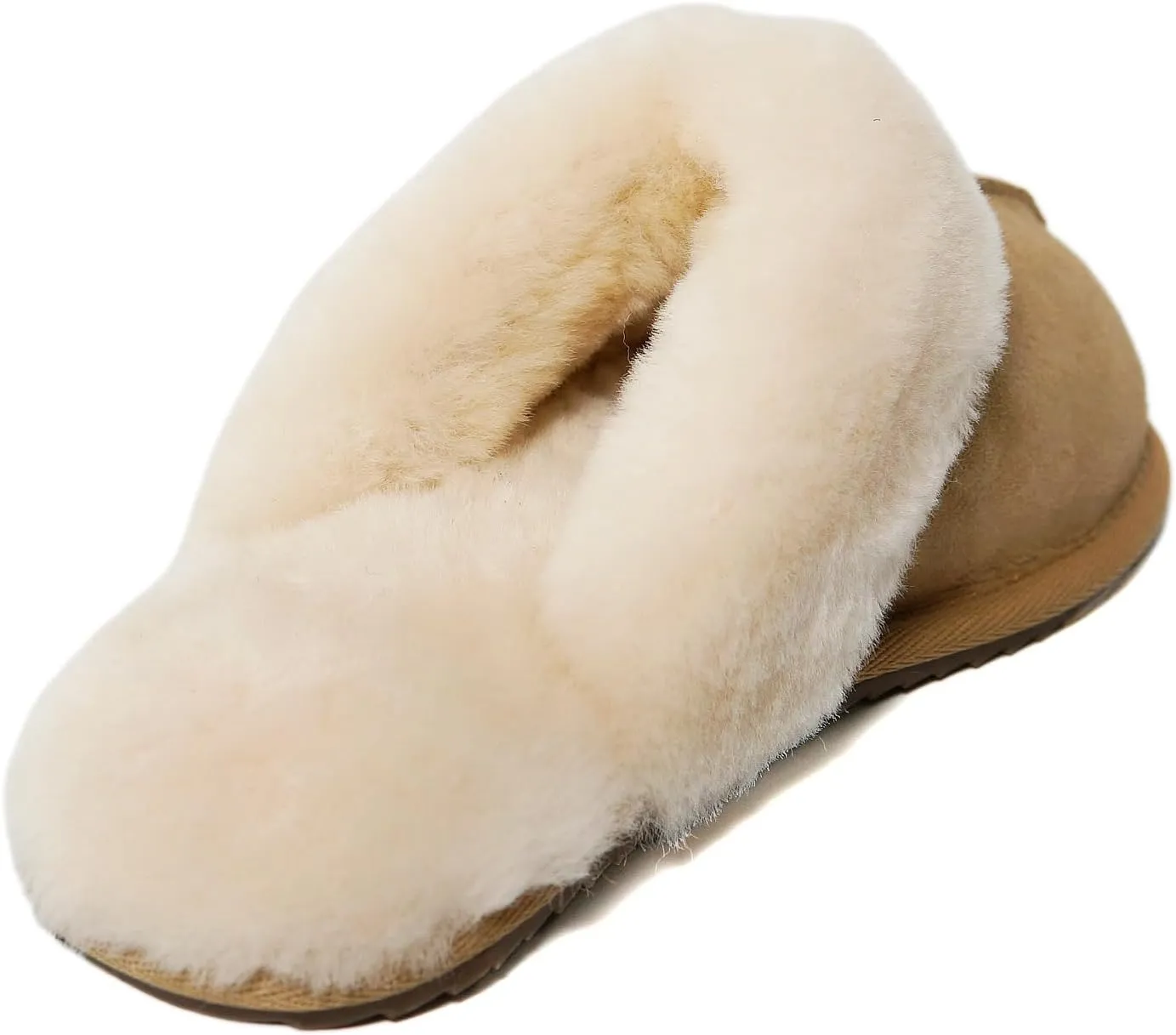 Women's Fuzzy Slippers Winter House Slippers Soft Fluffy Shoes with Natural Sheepskin Fur Indoor Outdoor