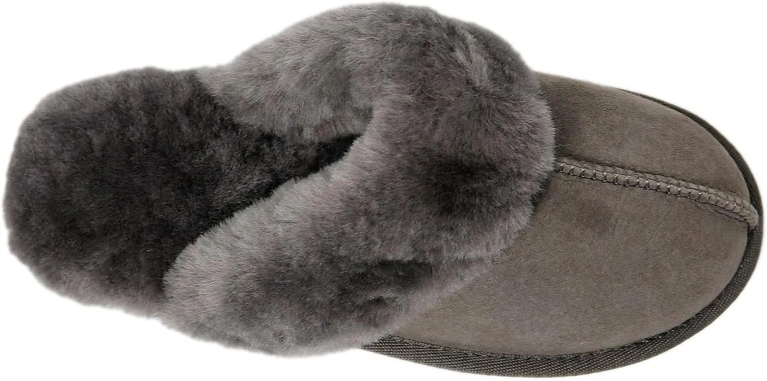 Women's Fuzzy Slippers Winter House Slippers Soft Fluffy Shoes with Natural Sheepskin Fur Indoor Outdoor