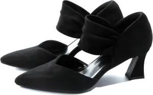 Womens Kitten Heel Dress Shoes Pointed Toe Slip On Party Elegant Pumps Ankle Strap Cutout Wedding Office Red Black Size 6.5-11.5