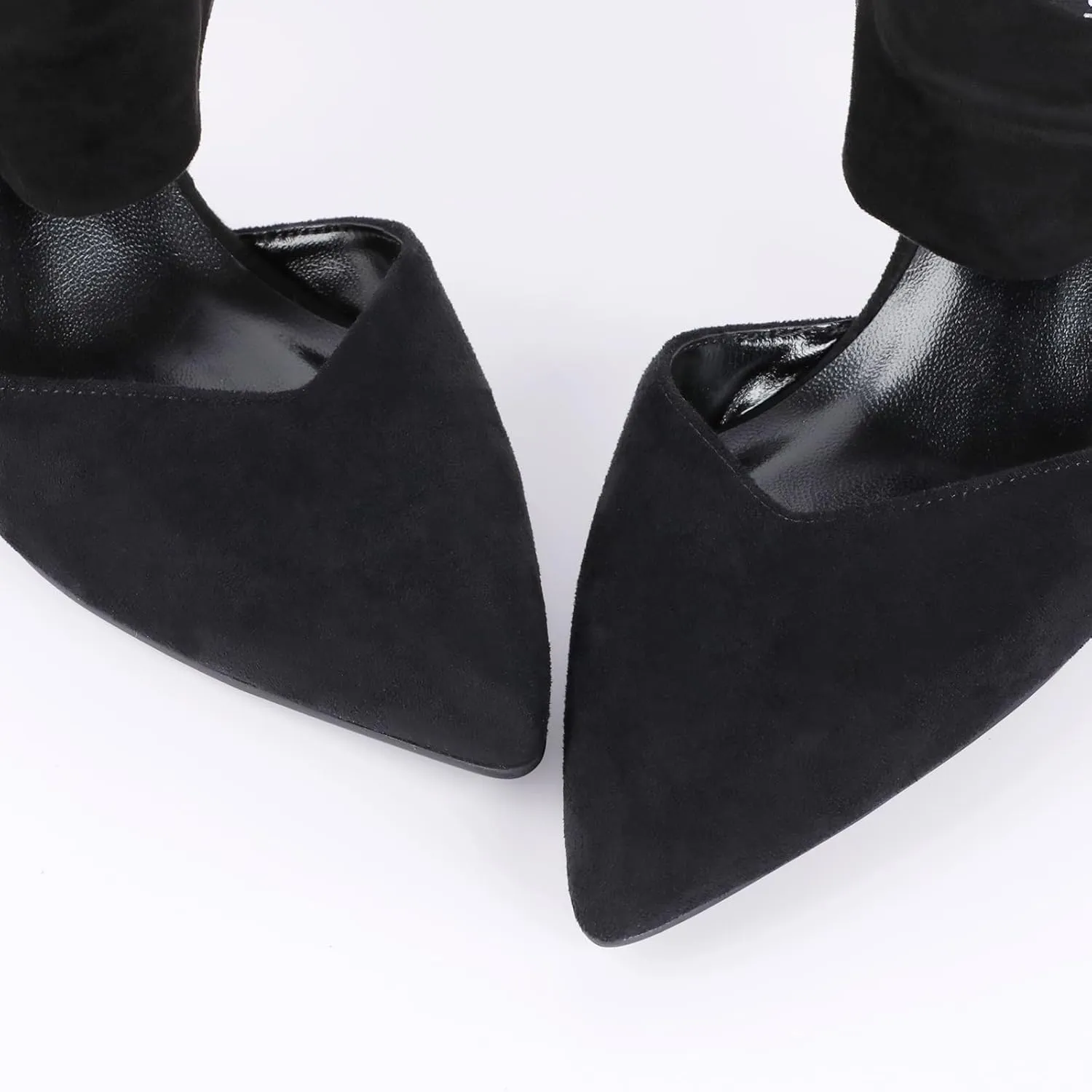 Womens Kitten Heel Dress Shoes Pointed Toe Slip On Party Elegant Pumps Ankle Strap Cutout Wedding Office Red Black Size 6.5-11.5