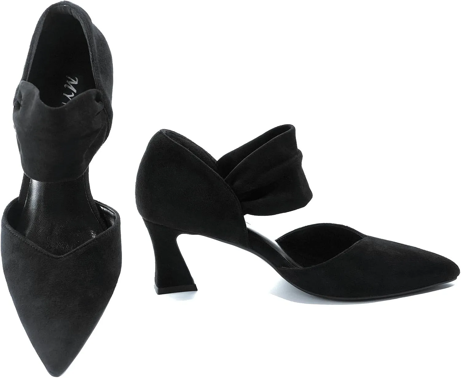 Womens Kitten Heel Dress Shoes Pointed Toe Slip On Party Elegant Pumps Ankle Strap Cutout Wedding Office Red Black Size 6.5-11.5
