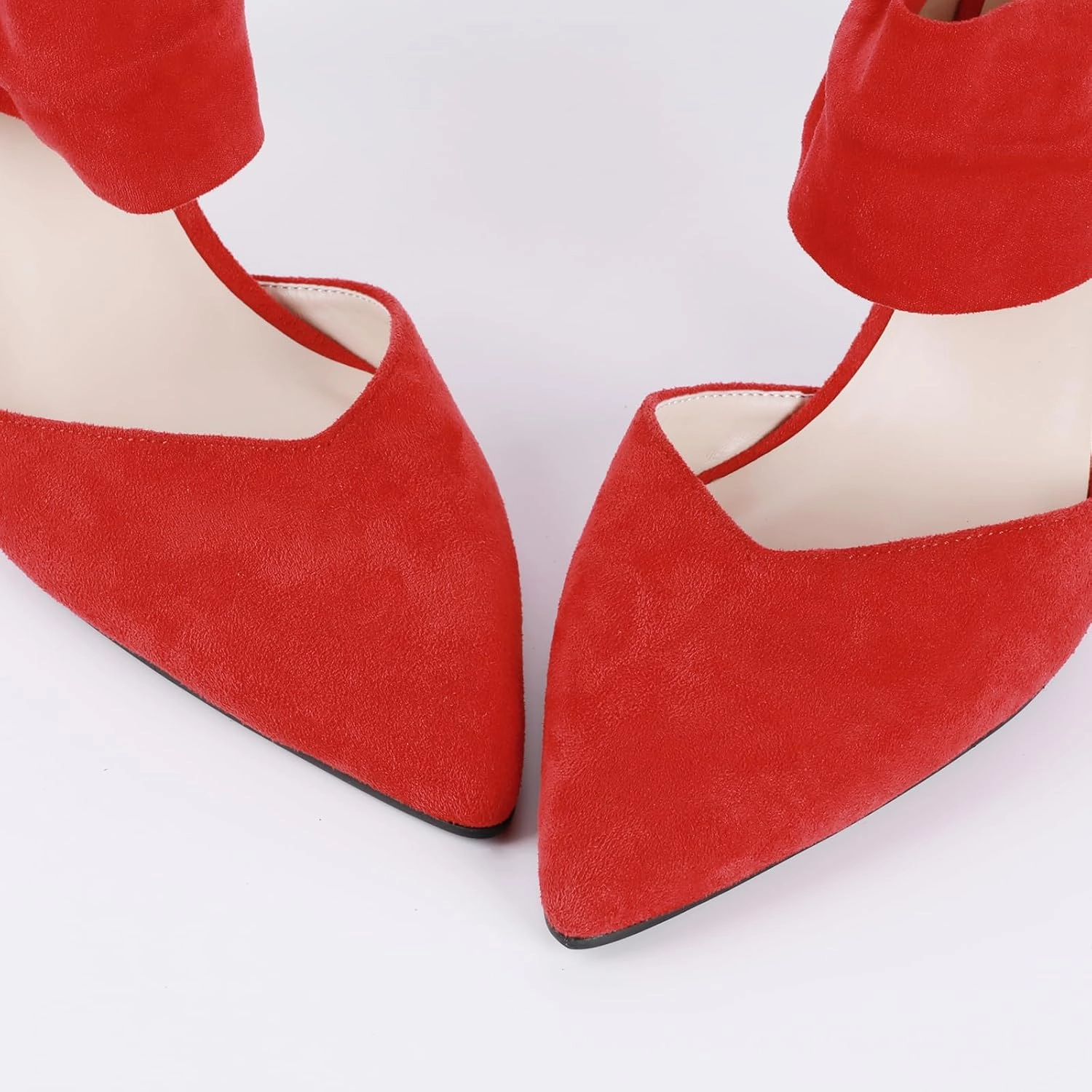 Womens Kitten Heel Dress Shoes Pointed Toe Slip On Party Elegant Pumps Ankle Strap Cutout Wedding Office Red Black Size 6.5-11.5
