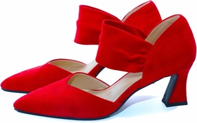 Womens Kitten Heel Dress Shoes Pointed Toe Slip On Party Elegant Pumps Ankle Strap Cutout Wedding Office Red Black Size 6.5-11.5