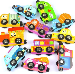 Wooden Train Set - Magnetic Connected Toys -11 Gifts for gripping - Toy Train for Boys and Girls - for Toddlers Toddlers 3 Years and up