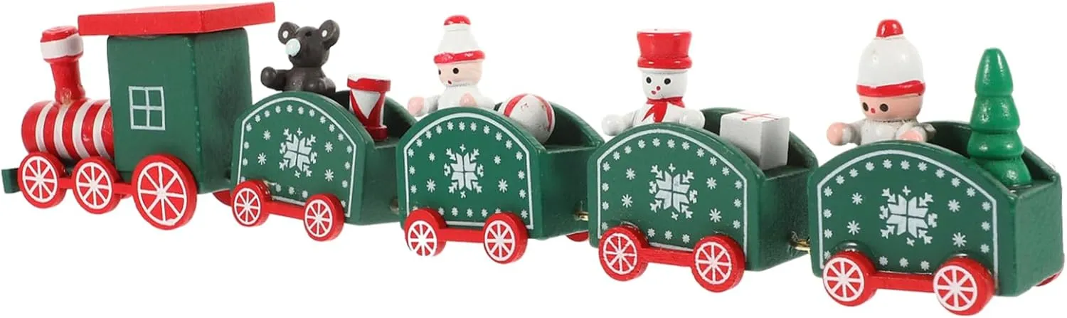 Wooden Train Toy Multi-Section Christmas Decor Beautifully Designed Desktop Craft for Holiday Atmosphere Safe and Wooden Train Decoration for Xmas Celebration