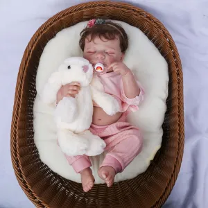 WOOROY Realistic Reborn Baby Dolls -18inch Lifelike Newborn Silicone Baby Girl with Full Body Vinyl,Christmas Birthday Gift with Accessories for Age 3 