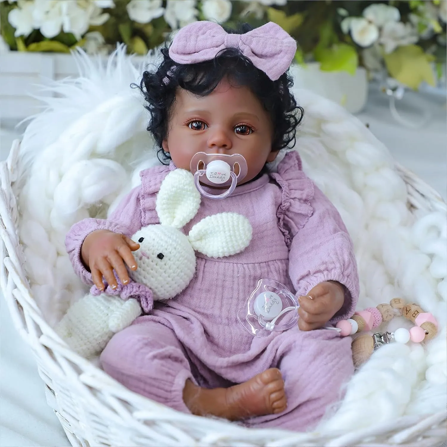 WOOROY Realistic Reborn Baby Dolls Black Girl – 18 Inch African American Newborn Doll, Lifelike Real Life Handcrafted Soft Cloth Body with Accessories Gift Set for Kids Age 3 