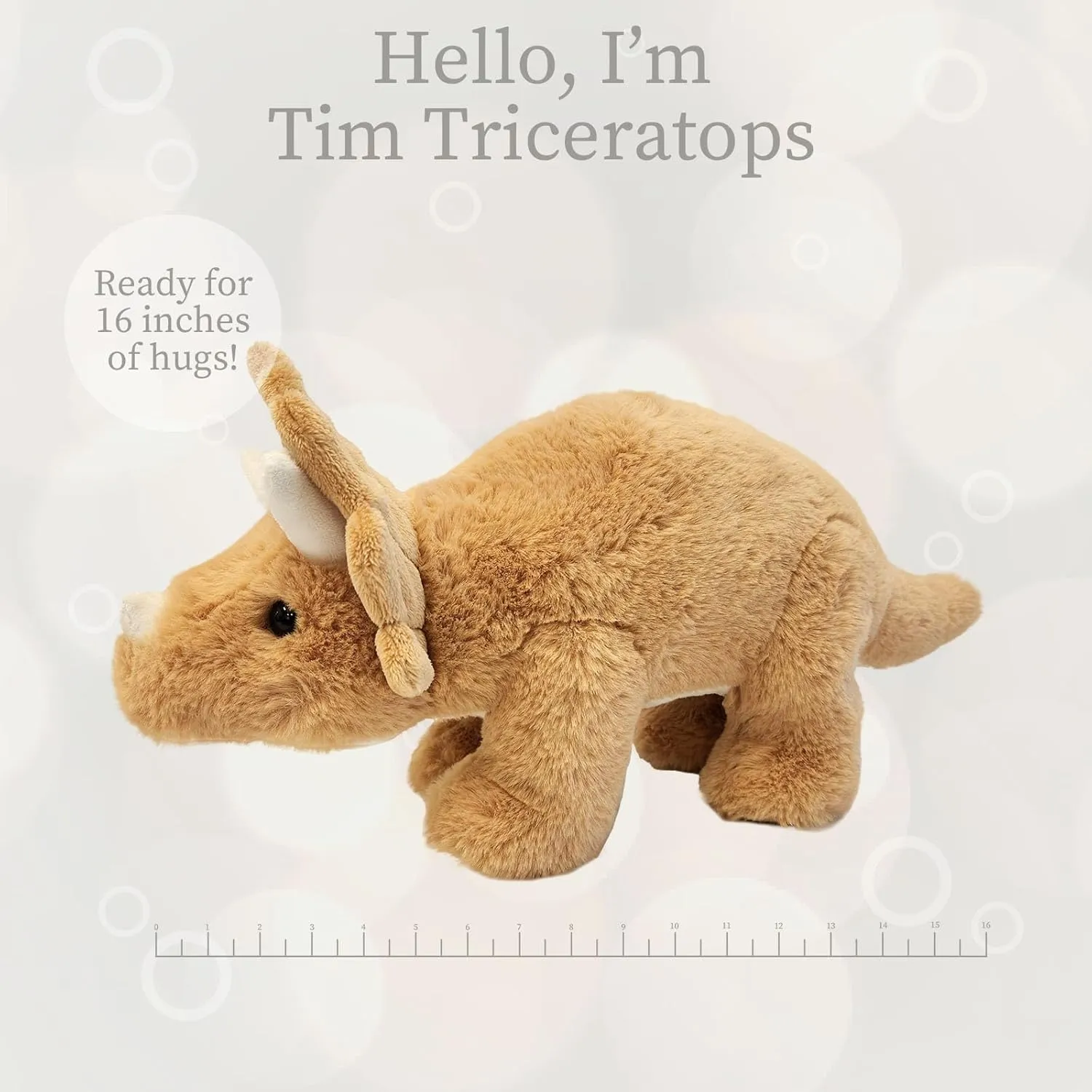 World's Softest Plush Tim Triceratops, Lushee, Large, 16" Stuffed Animal for Baby, Toddler, Kids, Adults - Triceratops Plush Toy-Adorable Toy Made from Kid-Friendly, Quality Materials