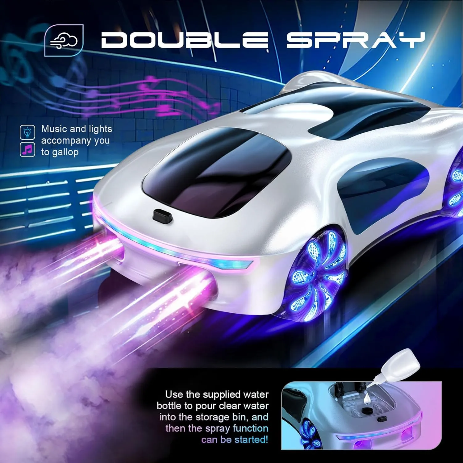 WSHlMIN Futuristic Remote Control Car, Gesture Sensing Rc Stunt Car with Light Spray & Sound, 360° Rotate 2.4GHz RC Cars Toy for Boys 8-12, Birthday Presents for Kids Age 8 9 10 11 12 13 14 (White)