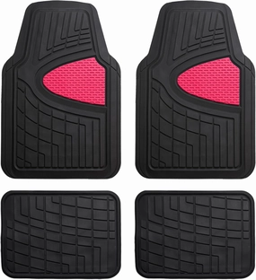 WYLF Automotive Floor Mats Waterproof Premium Tall Channel Trimmable Non-Slip Rubber Floor Mats - Full Set Pink for Cars, Universal Fit, Floor Mats for Sedan, SUV, Truck Floor Mats