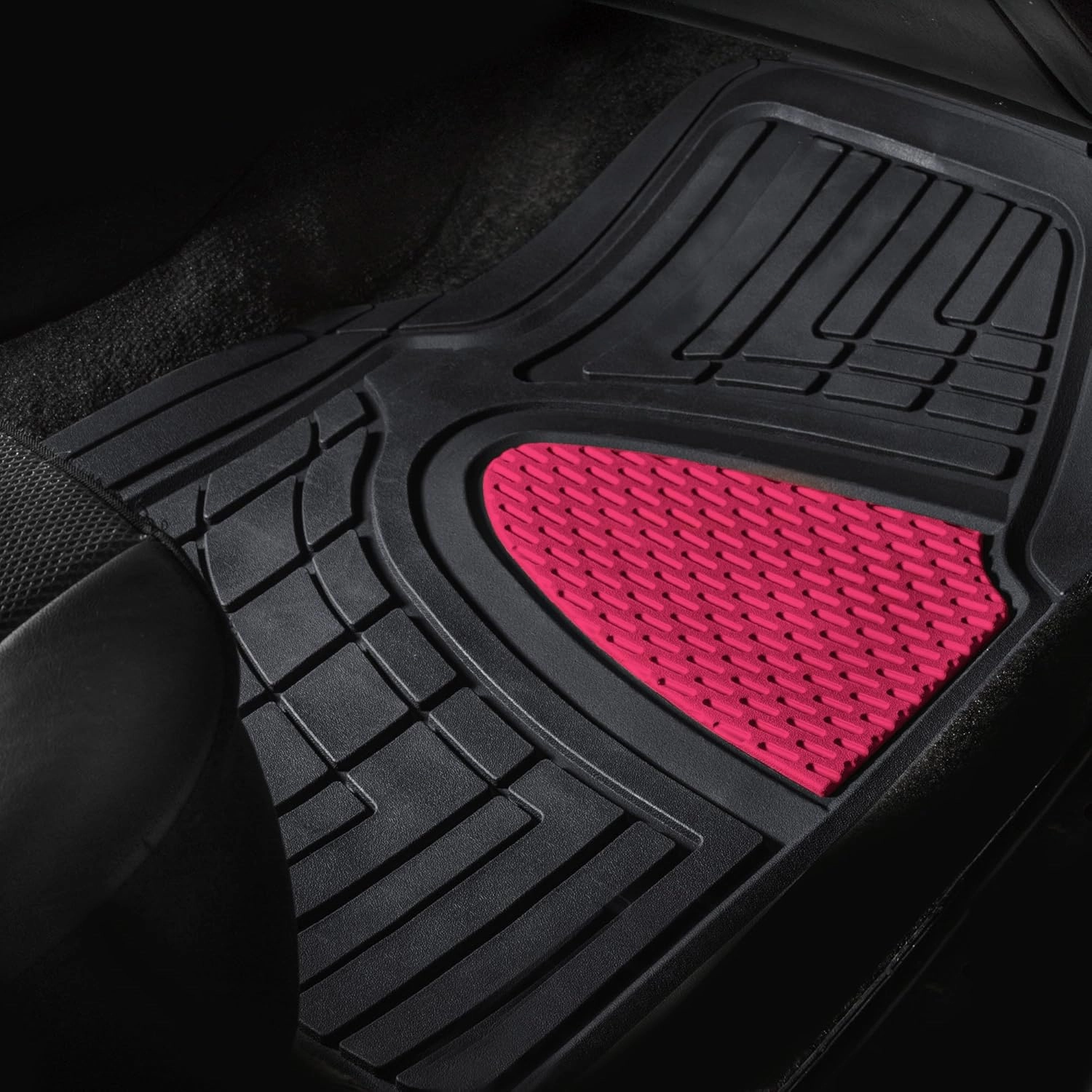 WYLF Automotive Floor Mats Waterproof Premium Tall Channel Trimmable Non-Slip Rubber Floor Mats - Full Set Pink for Cars, Universal Fit, Floor Mats for Sedan, SUV, Truck Floor Mats