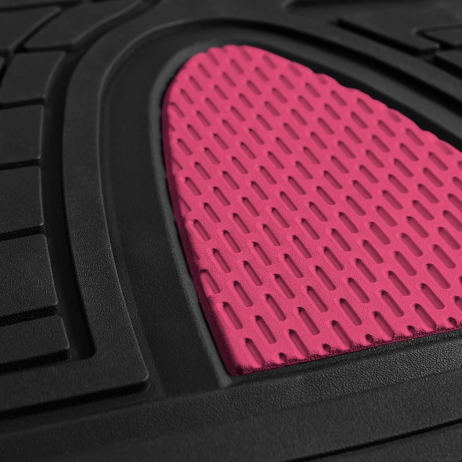 WYLF Automotive Floor Mats Waterproof Premium Tall Channel Trimmable Non-Slip Rubber Floor Mats - Full Set Pink for Cars, Universal Fit, Floor Mats for Sedan, SUV, Truck Floor Mats