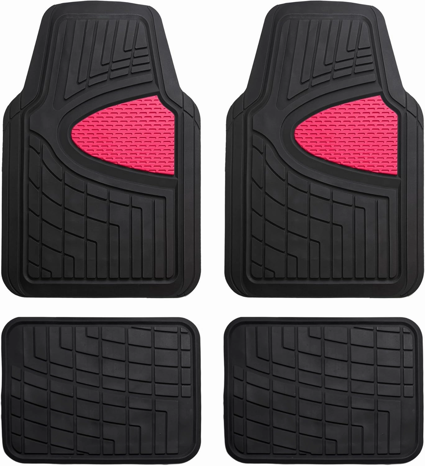 WYLF Automotive Floor Mats Waterproof Premium Tall Channel Trimmable Non-Slip Rubber Floor Mats - Full Set Pink for Cars, Universal Fit, Floor Mats for Sedan, SUV, Truck Floor Mats