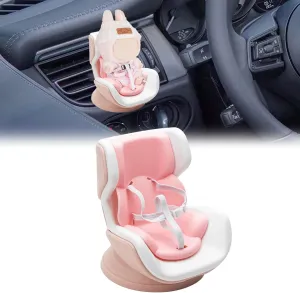 x xotic tech Car Seat for Dolls, Cute Safety Seat Clips onto Car Air Vent, Includes Round Magnetic Base for Desktop Display, Car Ornament Decoration Accessories (Pink)