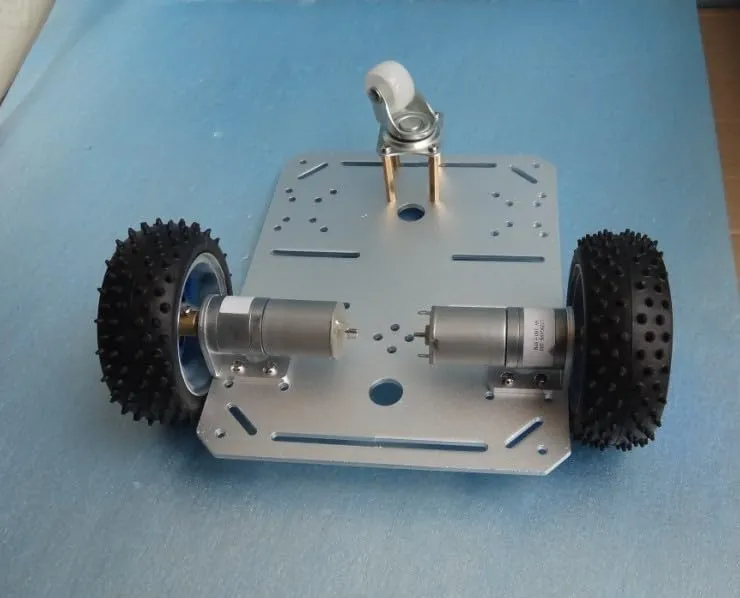 Xeniol Metal 2WD Mini Car Alluminum Alloy Chassis Plate With Xeniol Wheel For Smart Car Experiment Platform D1Y Robot Model - (Color: 9v motor)